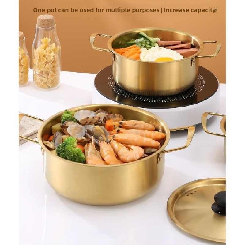 Steel Ramen Stainless Soup Pot With Lid For Family Meal Cooking Kitchen Tools