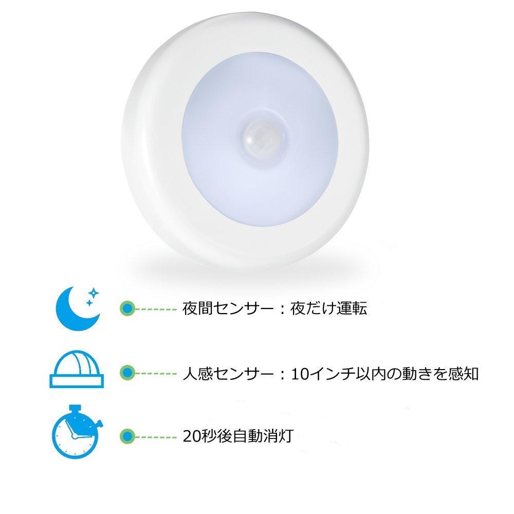 Latest AMIR Motion Sensor Battery Operated LED Light with 3M Tape and Indoor Night Light Light, Magnet, Wireless, Compact, (White)