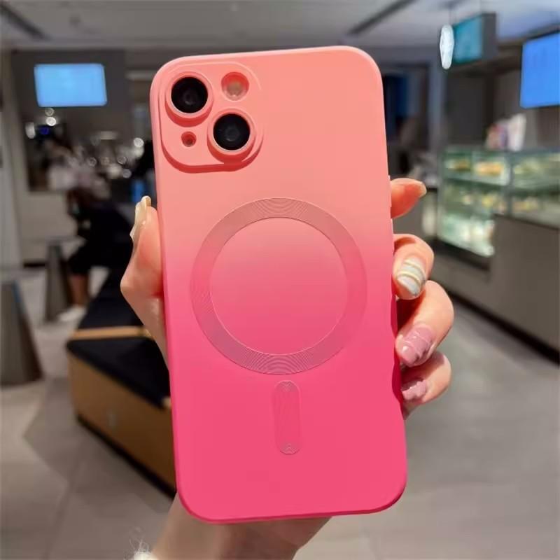Applicable To IPhone17 Liquid Silicone Mobile Phone Protective Case Apple 16promax Gradient Magnetic Suction Full Pack Lens Film
