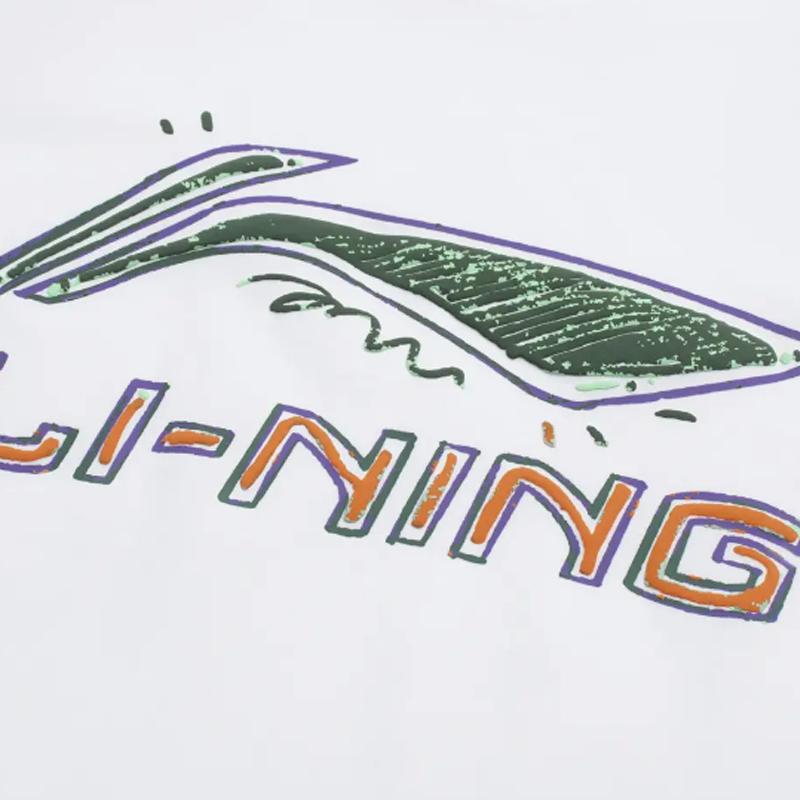 Li Ning Graffiti Logo Printed Fashion Trendy Design Versatile Round Neck Pullover Short Sleeve T-Shirt Casual Sports Set AHSUB03-2+YKSV147-2