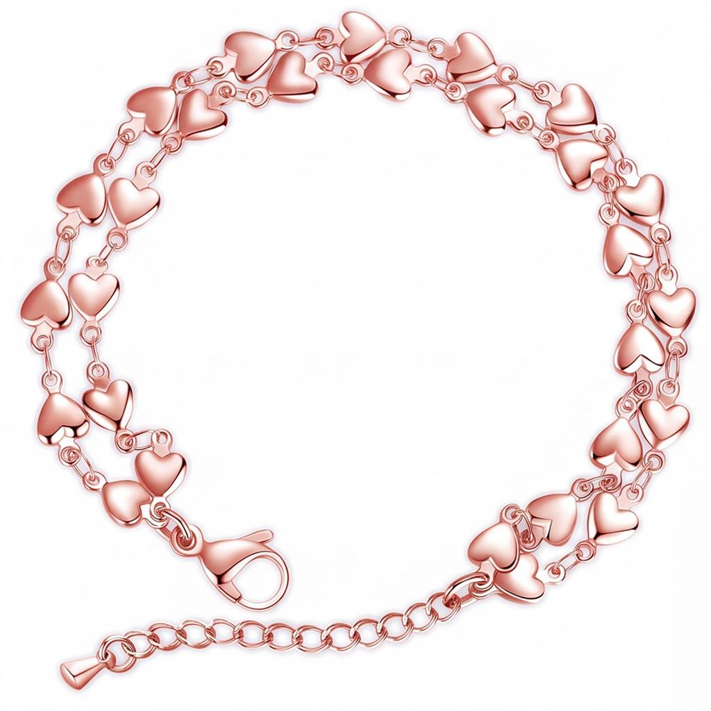 Double Layer Heart Stainless Steel Bracelet For Women European American Ins Style