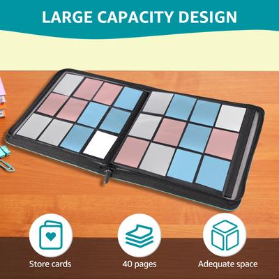 Collectible Card Binder Album 480 Card Holder 12 Pockets Large Capacity PU Leather Cover Trading Card Binder Album