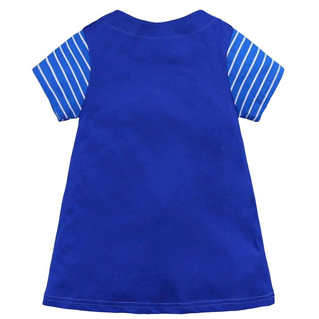 Girls Cotton Dress Short Sleeves Casual Summer Basic Jumpskirt Playwear Dresses