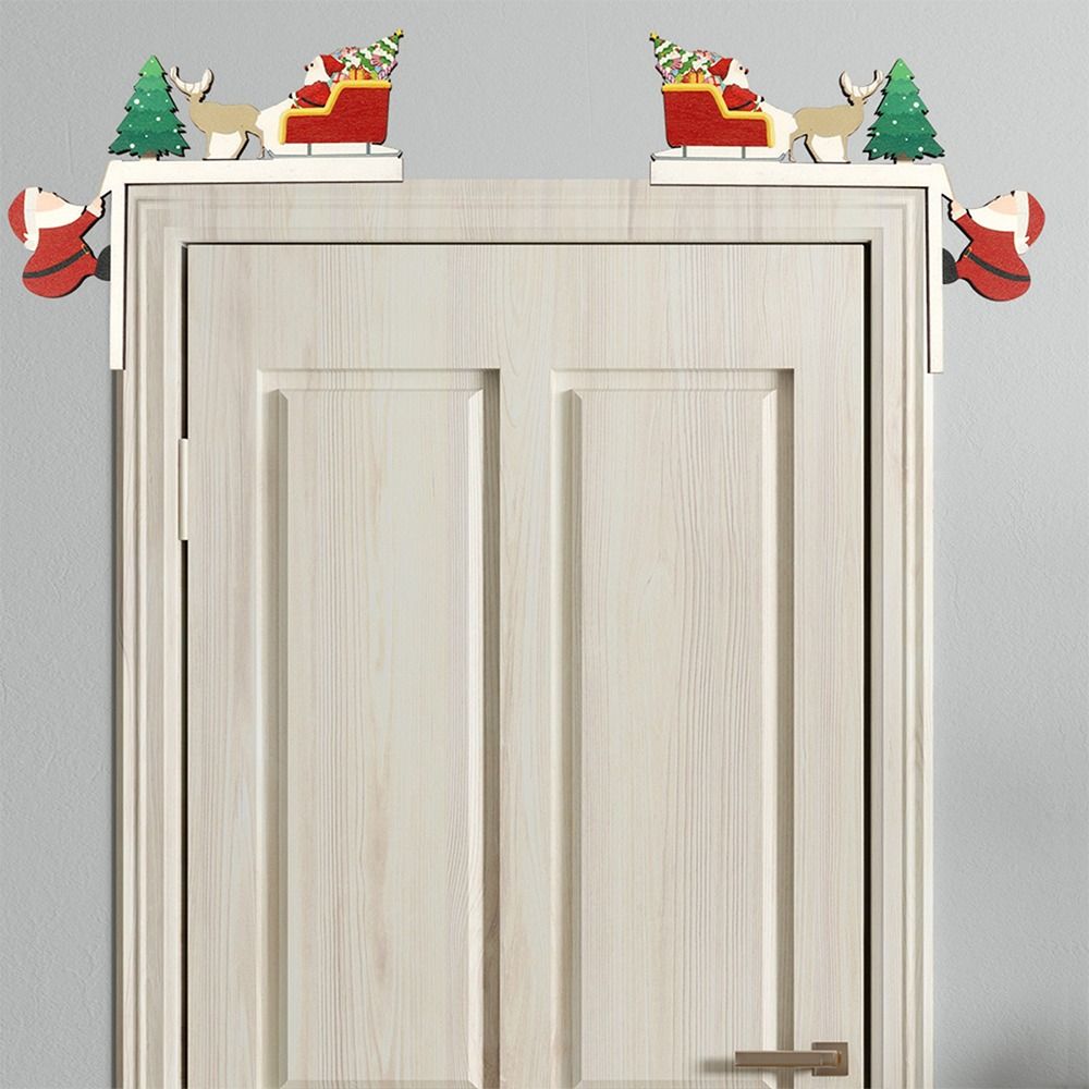 Santa Claus Door Frame Decoration Wooden Door Pendant Creative Christmas Decoration