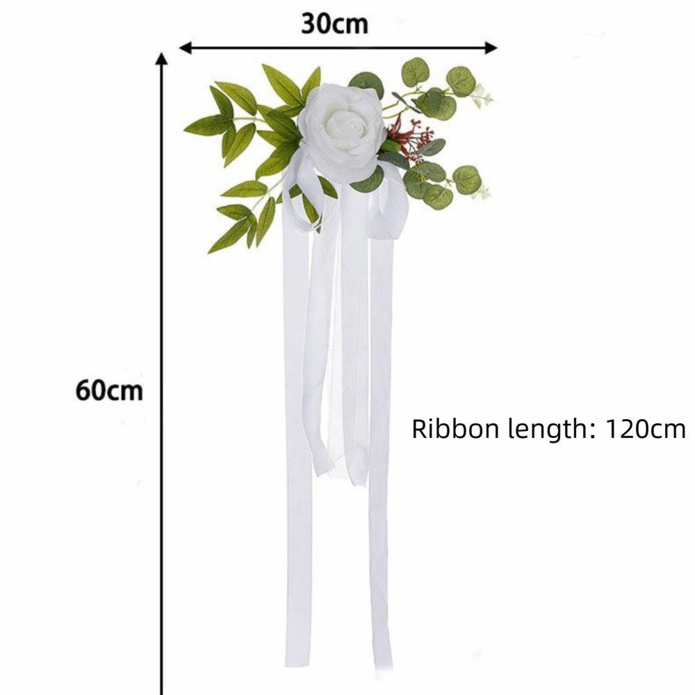 Chiffon Ribbon Artificial Flower Chair Decorations Pew Flowers Wedding Ceremony