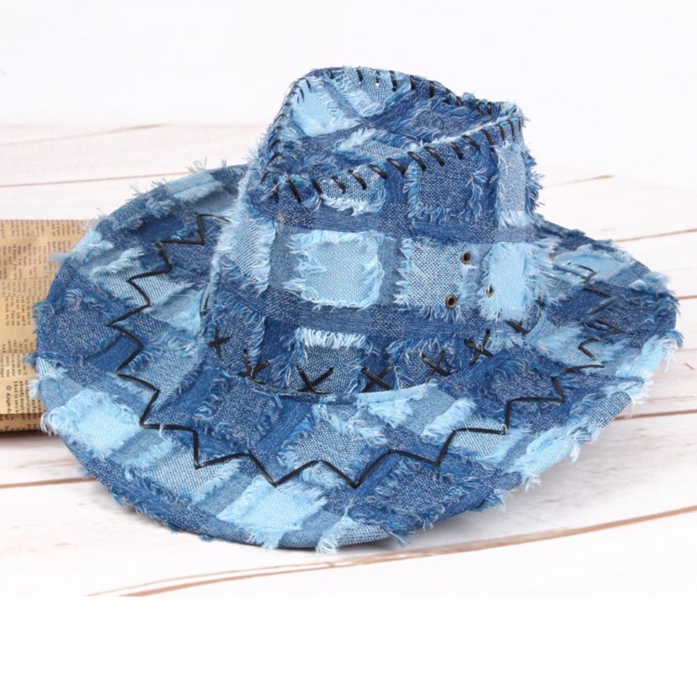 

Регулируемая ковбойская шляпа в западном стиле, клетчатая шляпа рыцаря для походов, модная шляпа от солнца с широкими полями для мужчин и женщин