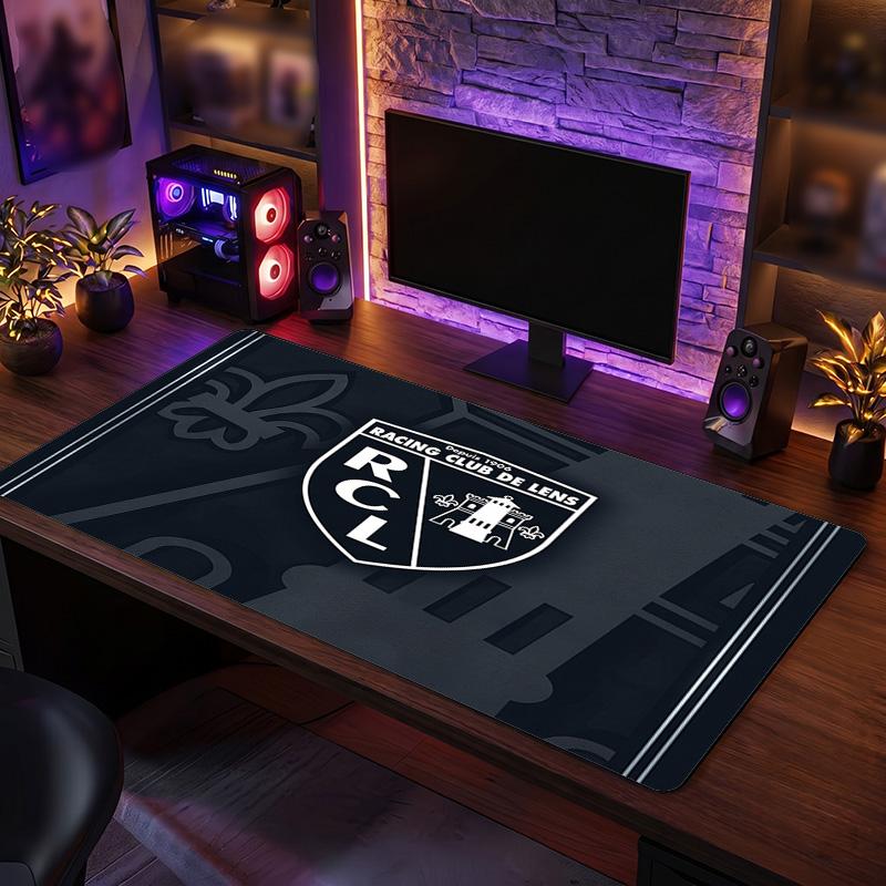 Lens FC Theme Pattern Mouse Pad, Soccer Logo Design XXL Gaming Desk Mat Non-Slip Computer Mouse Pad
