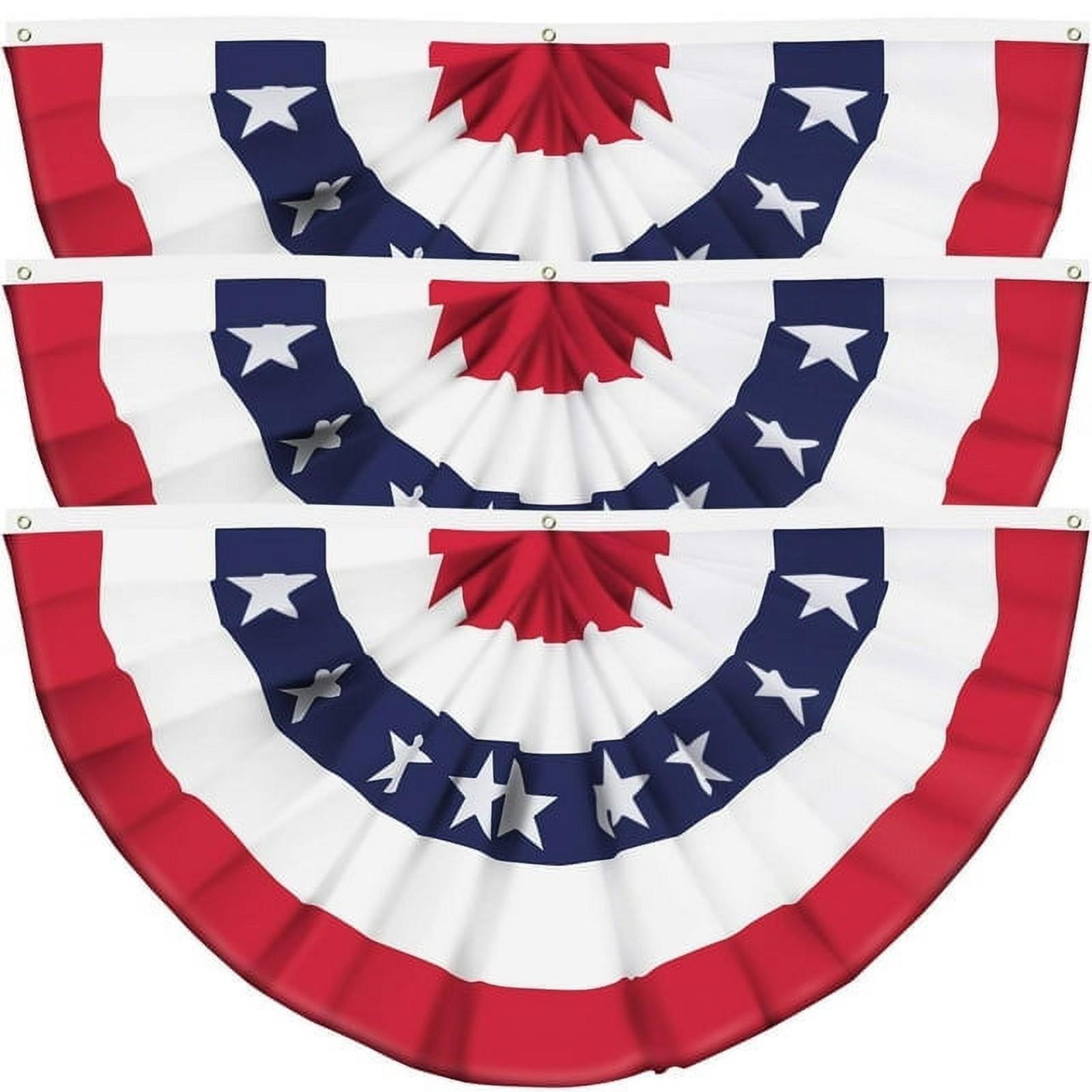 

США Плиссированный флаг-веер Американский флаг-гирлянда Патриотический флаг-баннер в виде полувеера с холщовой кромкой и латунными люверсами для Дня памяти для использования в помещении и на улице One Size
