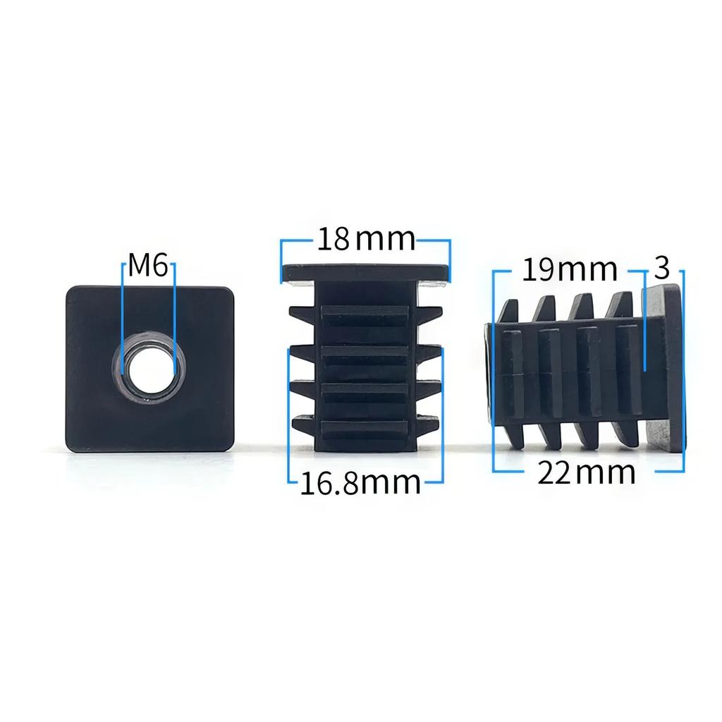 10 or 5pcs M5 M6 M8 Plastic Square Pipe Plugs with Nut Hole Blanking End Inserts Caps Pipe Cover Furniture Leg Feet Tube Plug