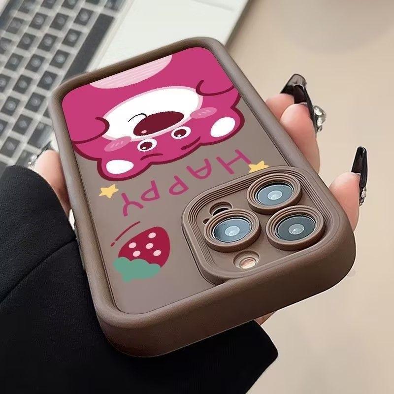 Cartoon pink bear for iPhone16Promax mobile phone case 15 soft case 14 cartoon 13 cute 12 all-inclusive