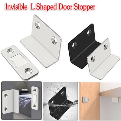 Chiusura Magnetica Forte per Porta, Serrature a Scatto per Armadietto, Senza Foratura, Forma a L, Magnete Anti Collisione, Fermaporta, Chiusure Sottili per Armadietto