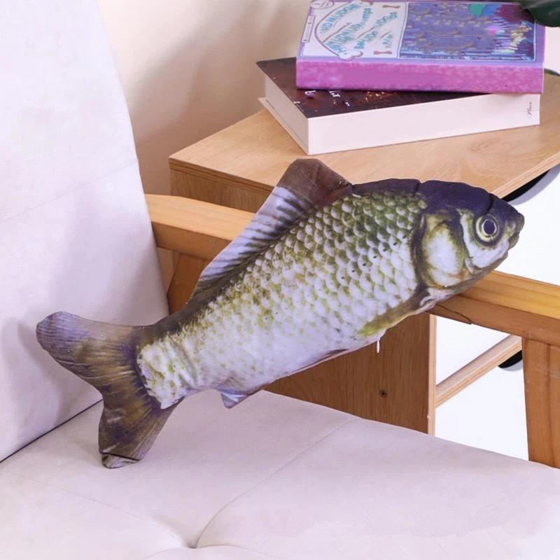 Realistisches Katzenminze-Fisch-Stofftier 1 Stück Weich Kaubar Zahnpflege Haustierspielzeug für Katzen Langeweile lindern Perfekt für Haustiergeschenke