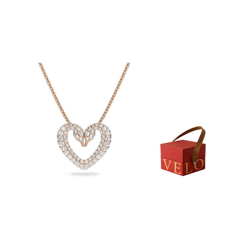 Swarovski Swan Heart Necklace Women Necklace Rose-Gold 5628657