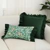 BUYNOW GreenBlue Flowers Jacquard Hollandaise Lace Pillowcase Vintage Pastoral Living Room Sofa Cushion Cover Home Bedroom Decor