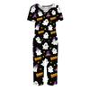 Women Halloween Printed Two Piece Set Short Sleeve Casual Top and Cropped Pants Comfortable Relaxed Fit Outfit