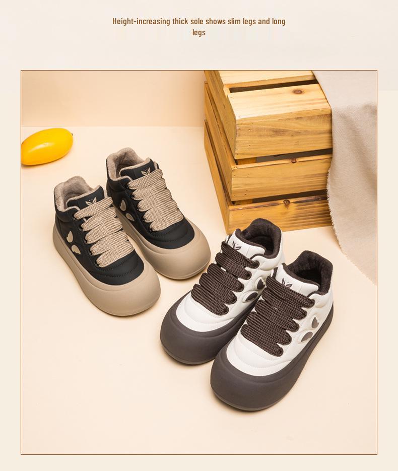 Women's 2025 Winter Plus Velvet High-Top Sneakers LF8706: Fashionable, Versatile, Thick-Soled Casual Shoes
