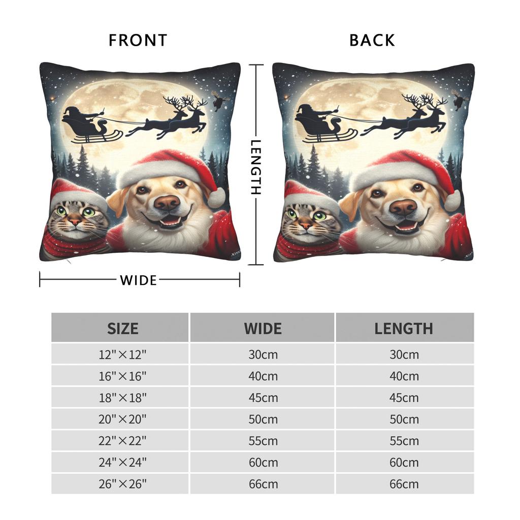 Cat Selfie with Santa Xmas  Pillow Cover  Kawaii Pillow Case For Wedding Party Home Decor Soft Pillowcases Gift