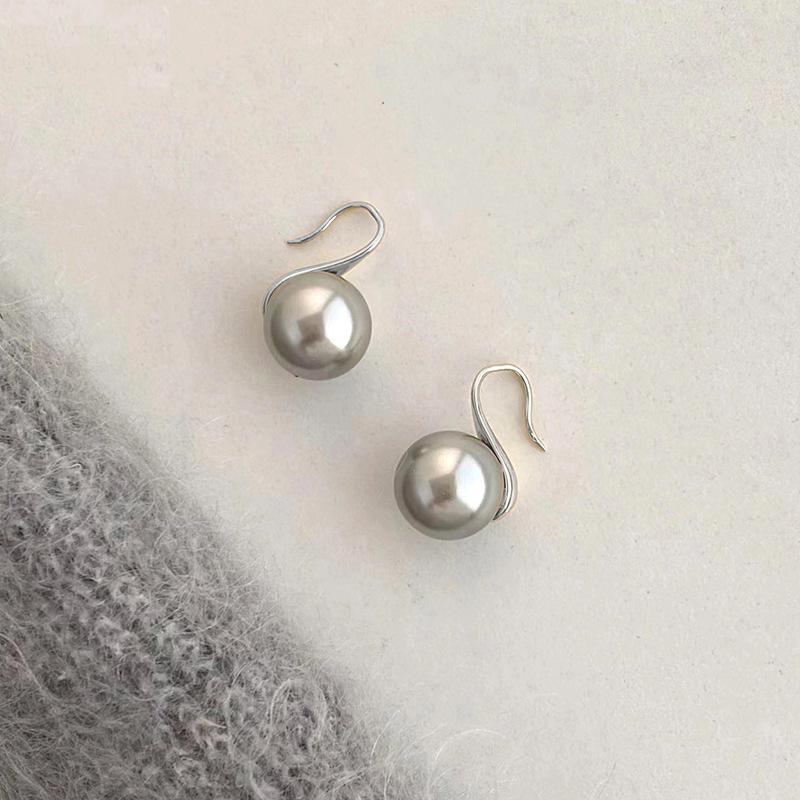 Akoya Gray Pearl & High Heel Ear Hook Earrings for Women - French Classic Austrian Design