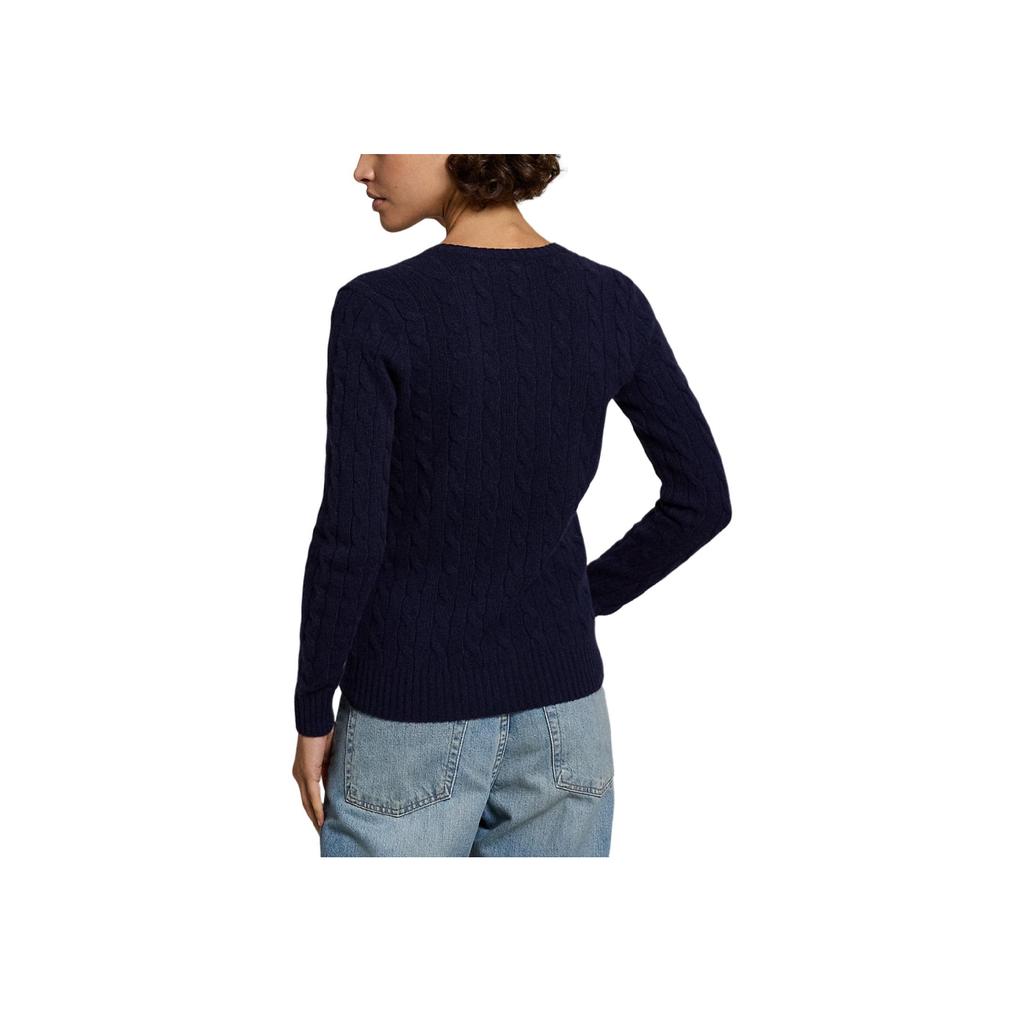 Polo Ralph Lauren Solid Color Casual V-Neck Pullover Knit Sweater Women sweater Dark-Blue 211910422-003
