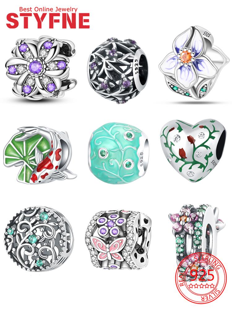 Orginal Charms Copper Hearts Flower Beads Fit Bracelet Necklace Accessories Bead Jewelry Making Fine Jewelry Gift Diy