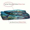 2/3pcs Blue Ocean Turtle Print Duvet Cover Set (1 Duvet Cover + 1/2 Pillowcase, Without Core), Underwater World Fish Coral