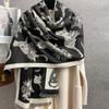 Women S Cat Silhouette Printed Double Sided Faux Cashmere Warm Scarf