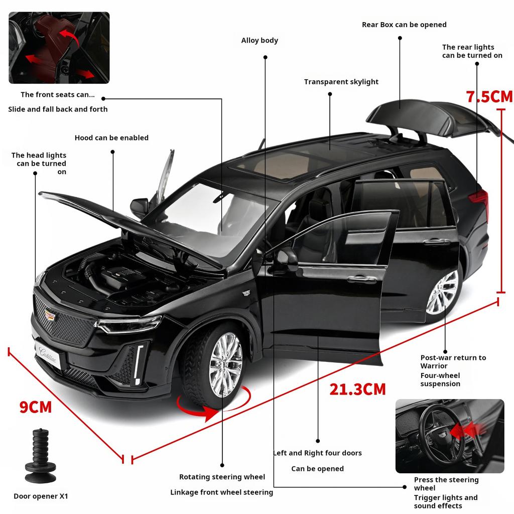 1:24 Cadillac XT6 Exquisite Alloy Simulation American Family SUV Car Model Decoration Toy Off-Road Vehicle Boys' Gift Collection