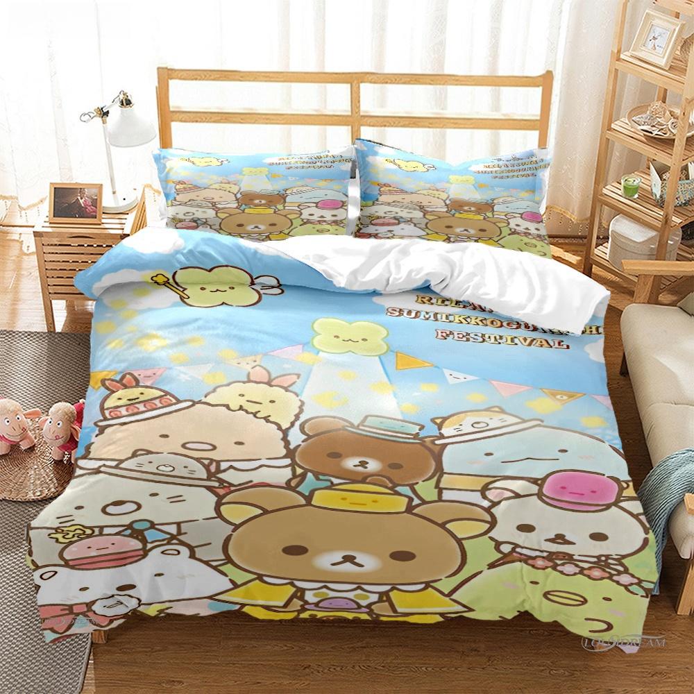 Cartoon Sumikko Gurashi Anime Cute Duvet Cover Funny Kawaii Bedding Set Soft Quilt Cover And Pillowcase Single_Double_Queen_King