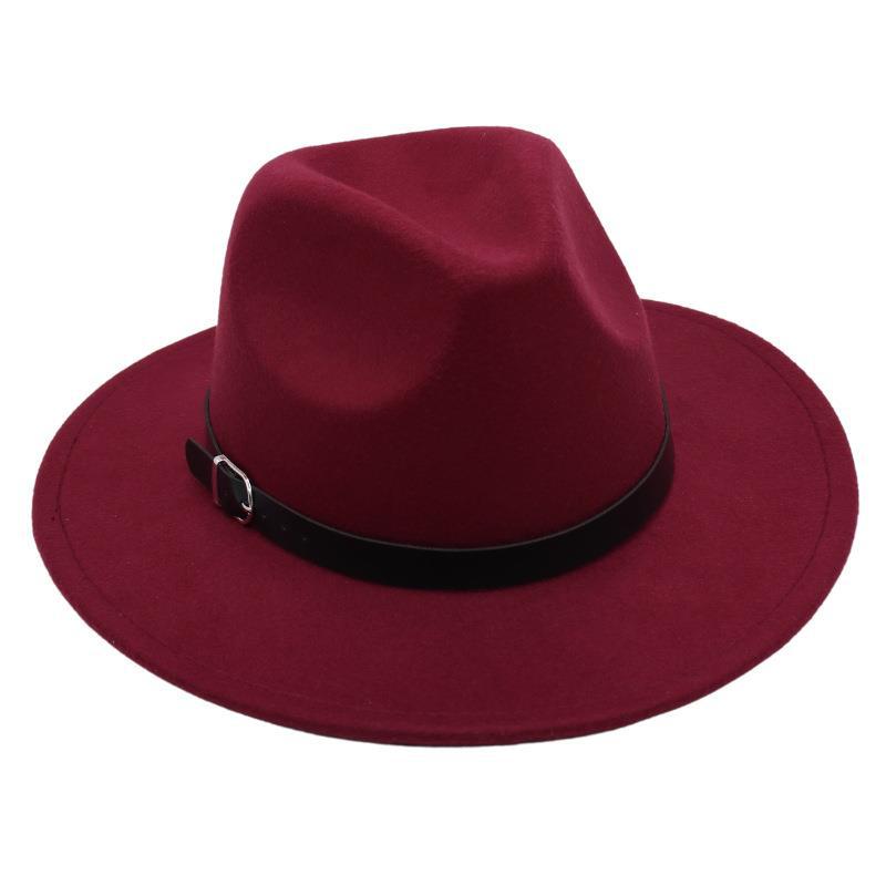 Nostalgiczny Cylinder Kapelusz Jazzowy Studio Klamra do Paska Męska i Damska Kapelusz Filcowy Model Cienia Kapelusz Wełniany Styl Hepburn