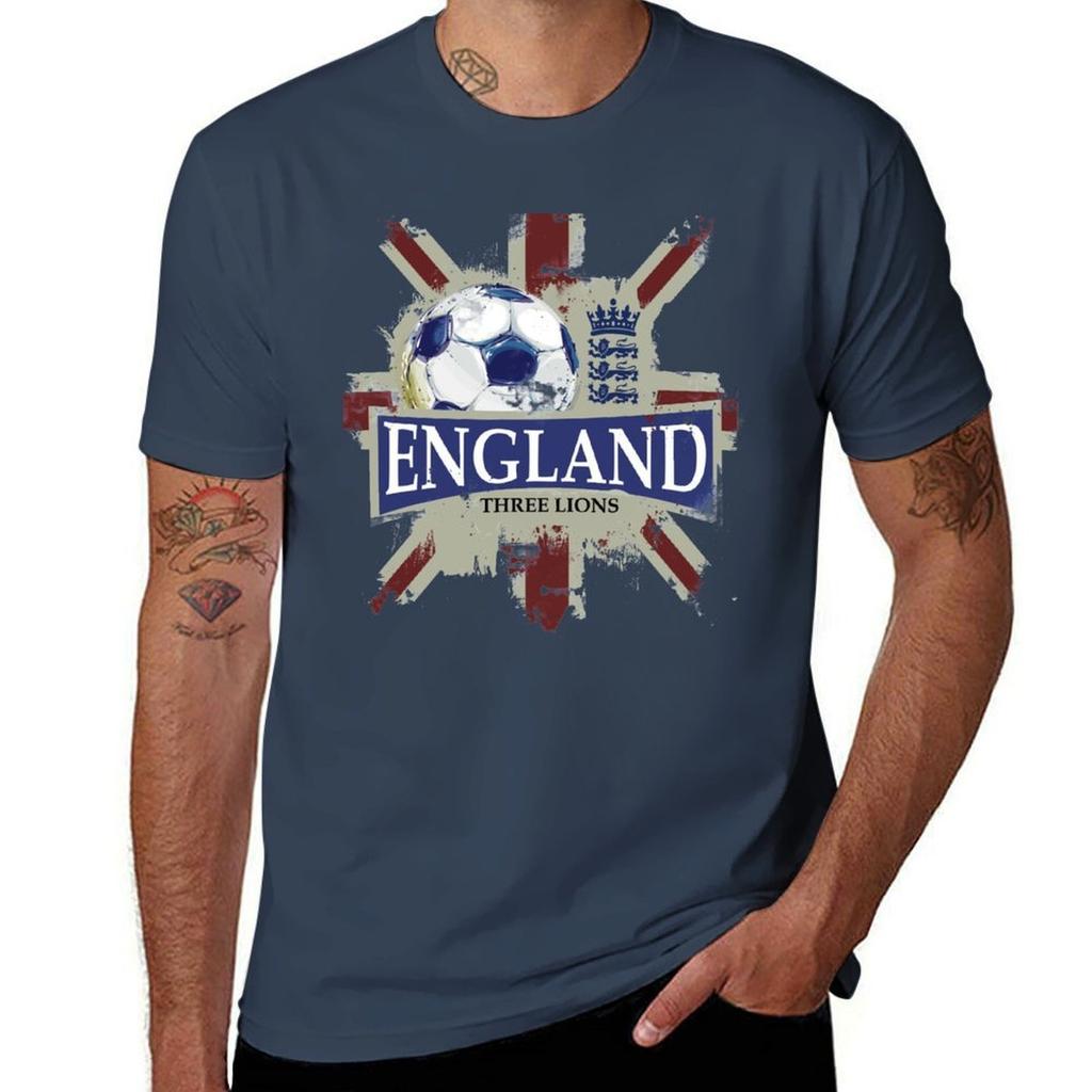 Soccer England UK Tree Lions Soccer TShirt T Shirt Unisex Plain Cotton T Shirts High Quality TShirt