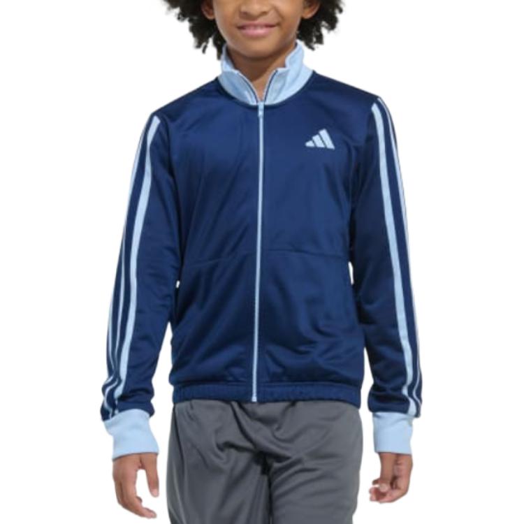 

Adidas Colorblock Sportswear Series Tricot Comfortable Versatile Soft Jacket Kids Jacket Navy-Blue JK0572 L