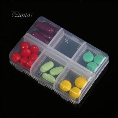 Empty Clear Braille 6 Cells Pill Medicine Drug Storage Case Plastic Box Portable