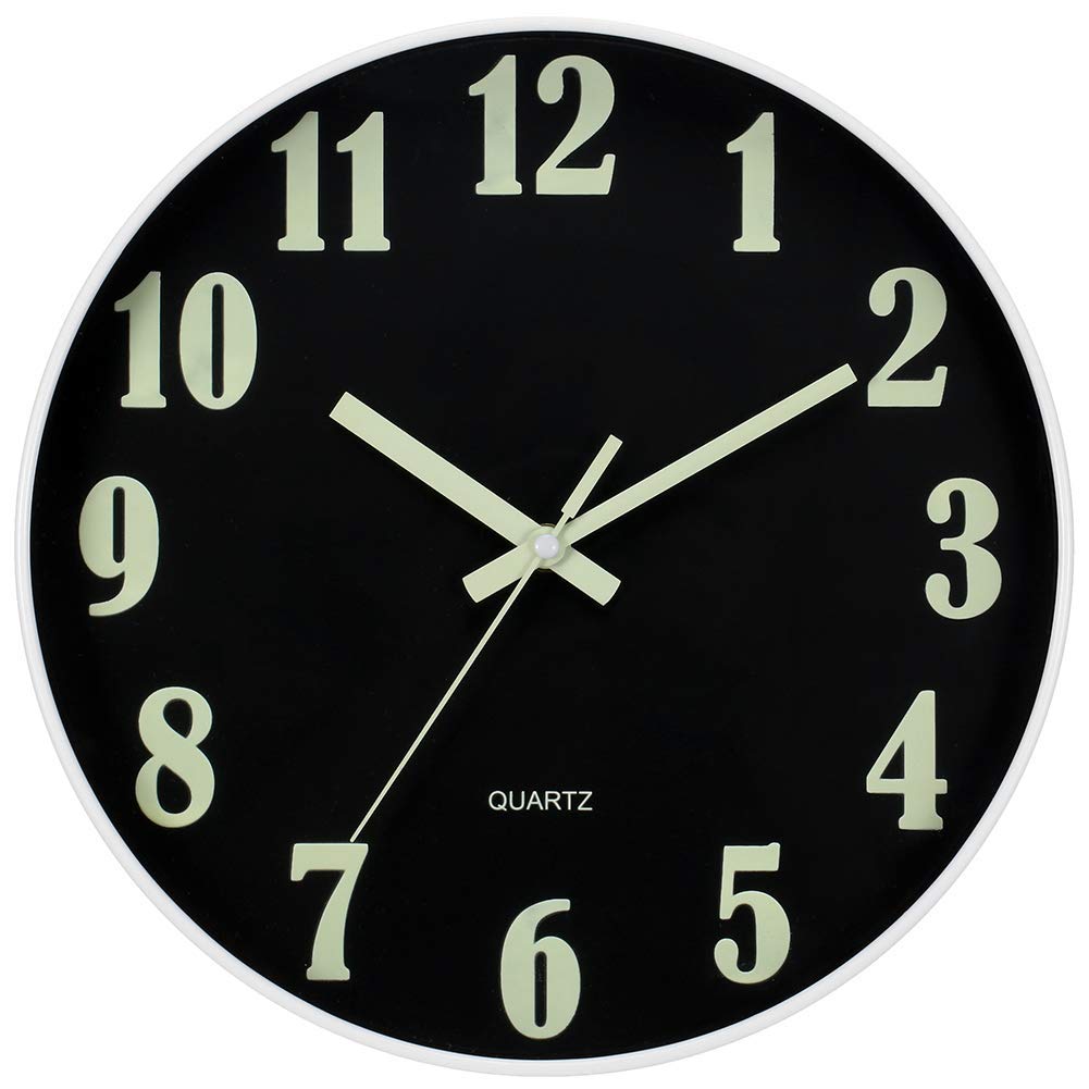 12 Inch Luminous Silent Quartz Art Deco Oval Fluorescent Wall Clock with Needle Display for Living Room and Bedroom
