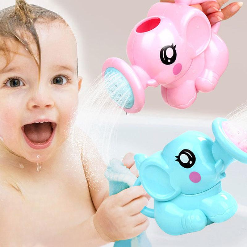

Baby Cartoon Elephant Shower Cup Newborn Child Shower Shampoo Cup Baby Shower Water Spoon Bath Cup 2 Color Parent child toys синий