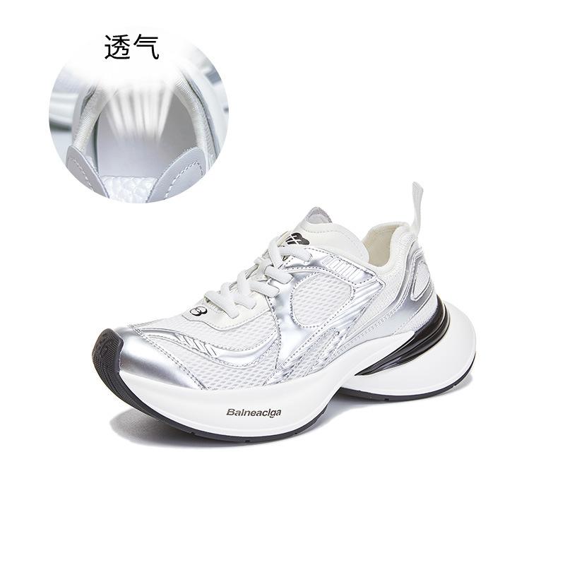 

Suction film bottom dad shoes women s 2025 summer new women s thick-soled breathable mesh sports shoes casual versatile women s shoes 40 серебряный