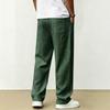 Men's Casual Loose Fit Linen Trousers Lightweight Breathable Straight Leg Pants Elastic Waist Drawstring Design