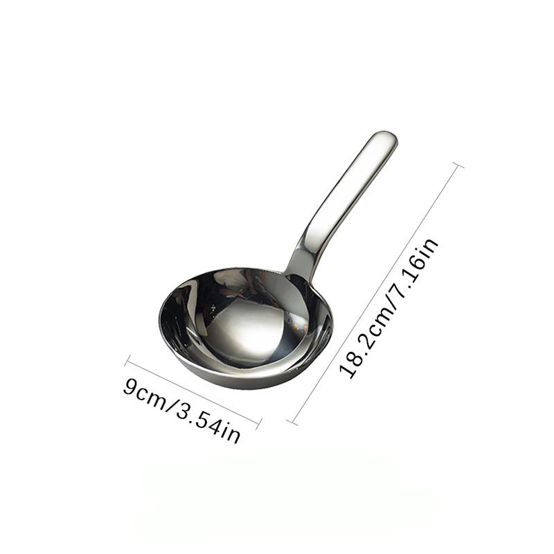Kitchen Tableware 304 Stainless Steel Short Handle Large Round Spoon Big Head Soup Spoon Dividing Spoon Rice Noodle Spoon