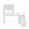 Children's Bed 90 X 200 Cm Attic Design with Safety Ladder and Safety Slide, Multi-Tier Storage Compartments Solid Wood Bed Single Bed Loft Bed White