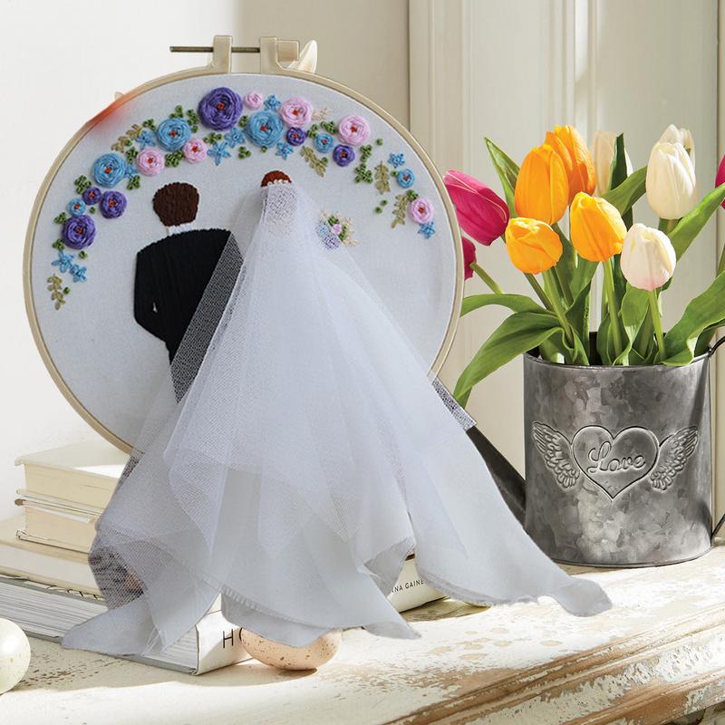 Wedding Embroidery Punch Needle Set Embroidery Wedding Kit With Hoops And Color Threads For Beginners Adults Lovers Propose