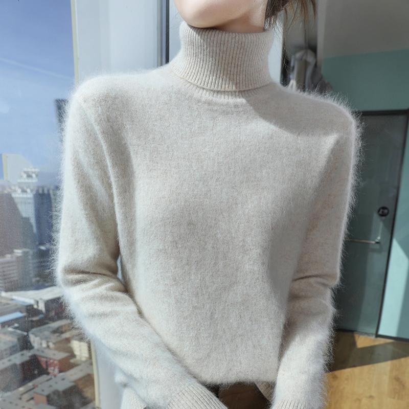 Damen Kaschmirpullover Qinghe Kaschmir 30% Kaschmir 30% Nerz 30% Wolle 10% Nylon Dicker Kaschmirpullover für Damen im Herbst und Winter, weich und warm