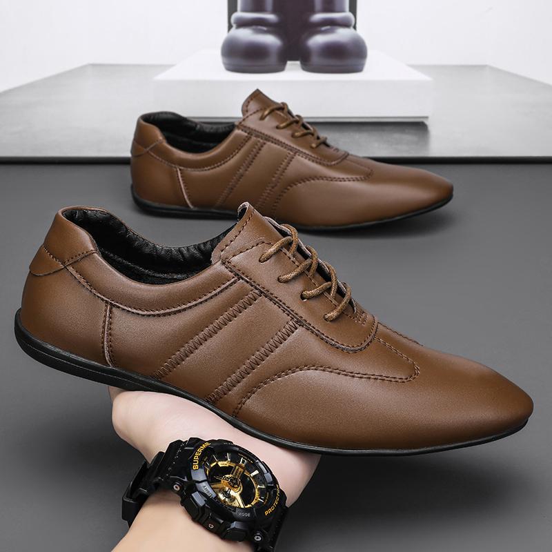 Fashion Men Business Casual Lace-up Shoes Leather Men's Comfortable Driving Flats Sneakers Shoes Quality Classic Outdoor Oxfords Shoes