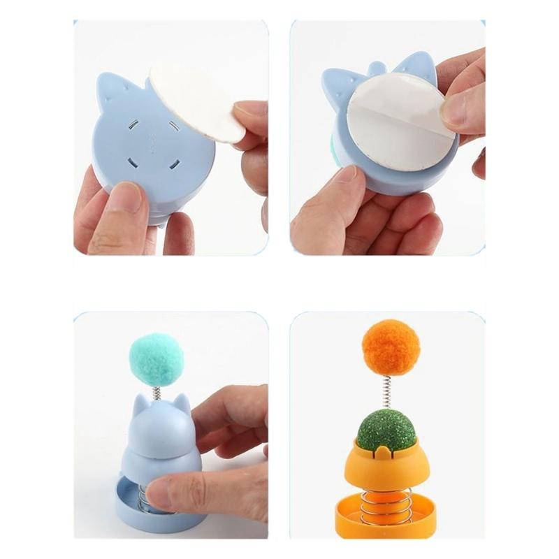 Cat Enrichment Toy Durable Stick on Cat Catmint Ball Toy Bright Color Cat Tumbler Catmint Ball Toy for Indoor Cat Play