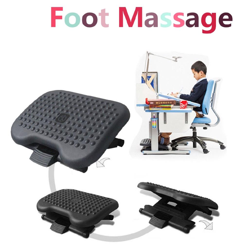 Adjustable Tilting Footrest Under Desk Ergonomic Massager Multifunction Foot Rest Pad Footstool Home Office Health Care Black 45x35cm