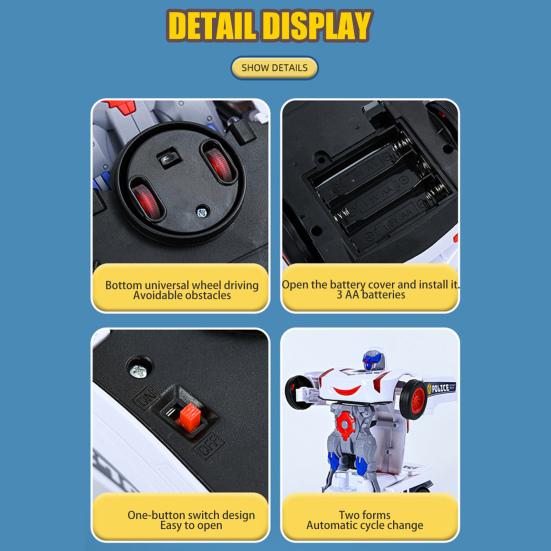 Electric Transforming Robot Car Toy with Music Light Automatic Obstacle Avoidance Deformation Tank