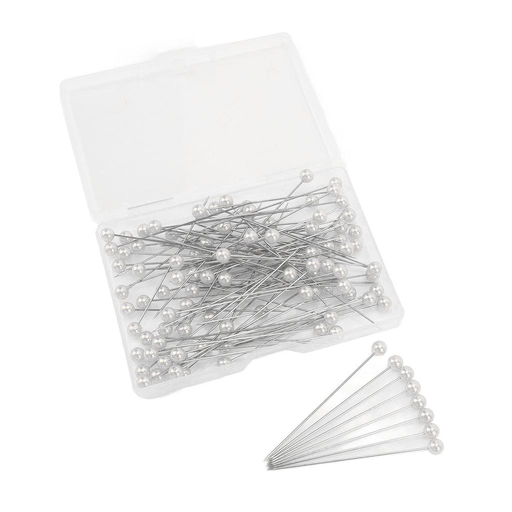100Pcs Pearlized Head Pins Sewing Quilting Straight for Bouquets Floral Fabric