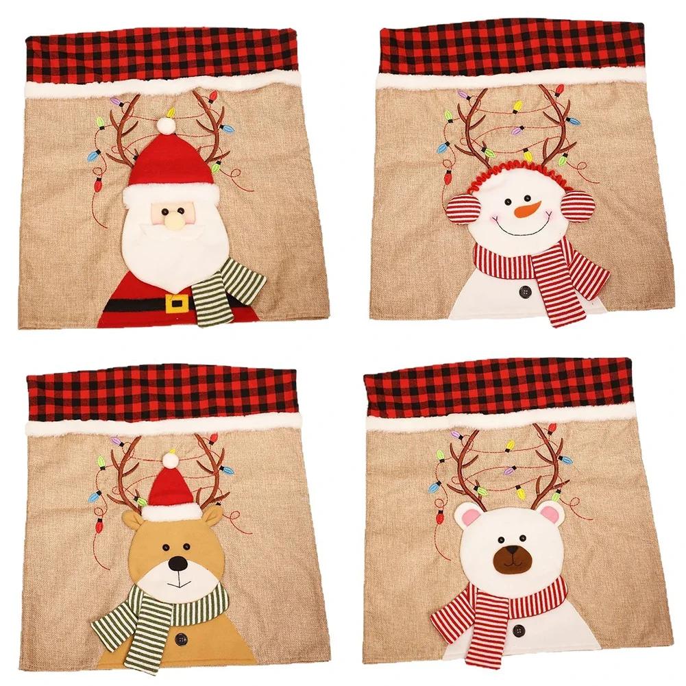 Christmas Dinner Christmas Chair Covers Festive Dining Covers Christmas Chair Back Protection Decorative Covers Anti-Slip Design