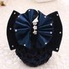 1Pcs Bowknot Net Bun Hair Cover Satin Bow Bun Crochet Net Durable Elastic Hairnet  for Women