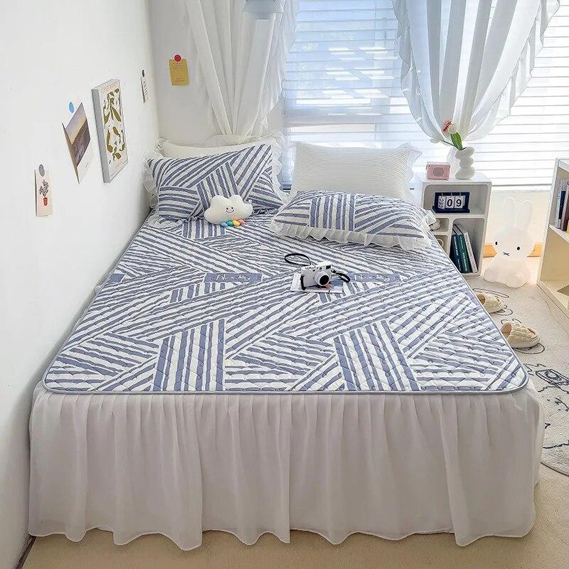 Textile de casă Cearșaf cu elastic Față de pernă Set 3 buc Așternut de pat Răcoros de vară Latex Cuvertură de pat Volan pentru pat Desene animate drăguțe Cearșaf pentru pat pentru copii