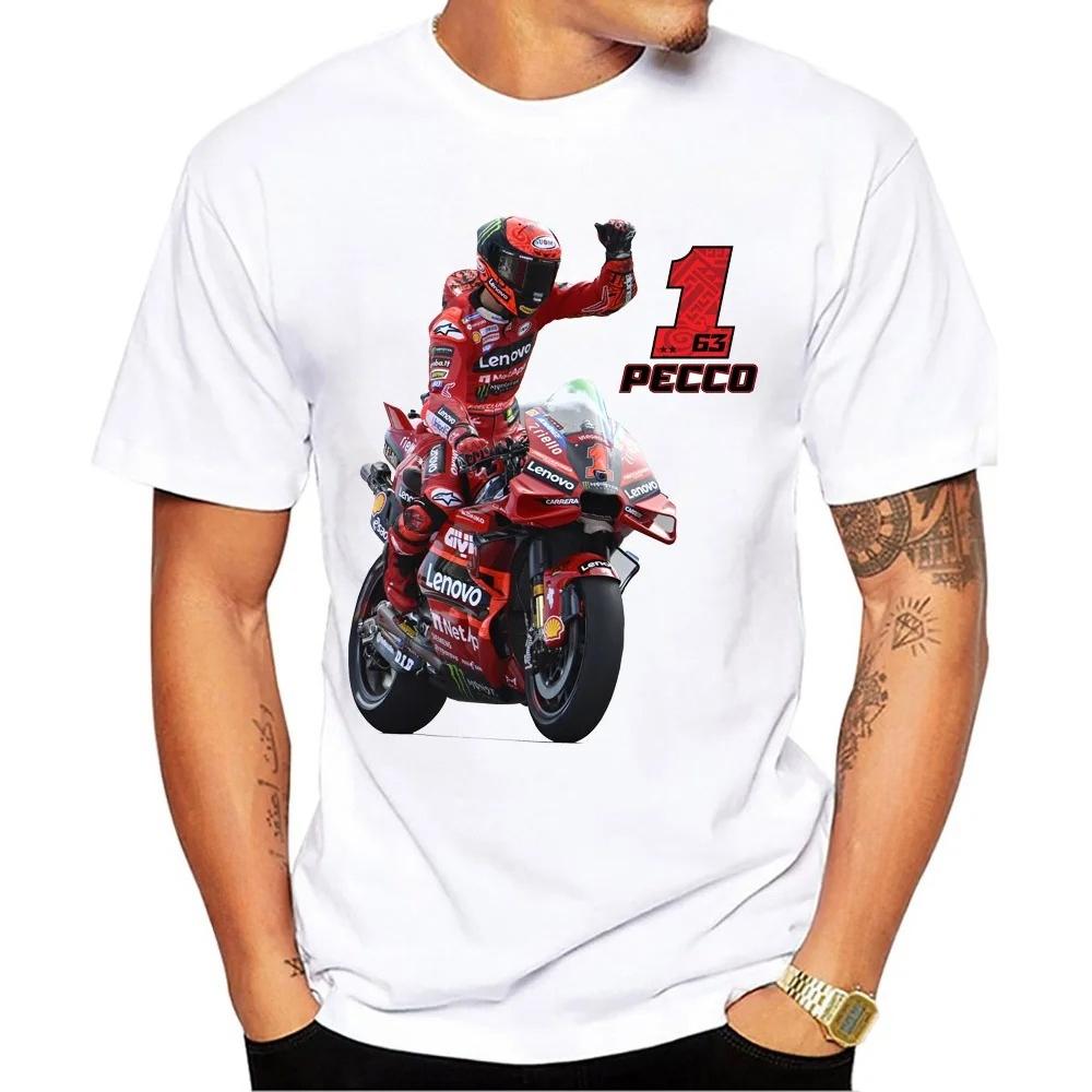 Francesco Bagnaia Pecco 1 GP Riding T-Shirt Hip Hop Boy Rider Casual T Shirt Pecco 63 Man Motorcycle Sport Racing White Tees
