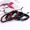 Herren Lederarmband, Öko-Leder Set, Set aus 4 Stück, Lebensbaum, Vintage